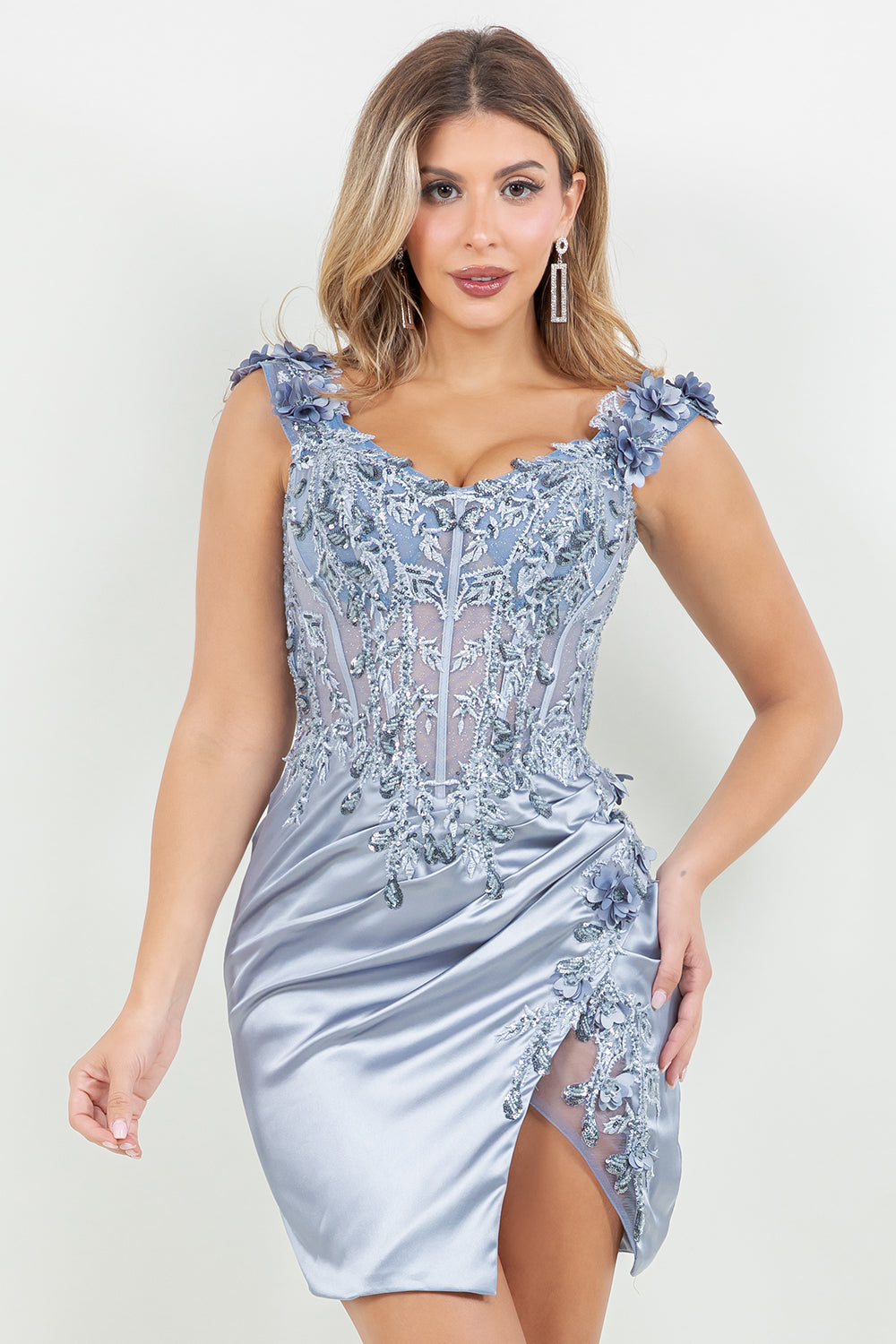 Lace Off Shoulder Short Party Dress by Cinderella Couture USA AS8181JS Off White / 8/M Lace Off Shoulder Short Party Dress by Cinderella Couture USA AS8181JS Off White / 8/M