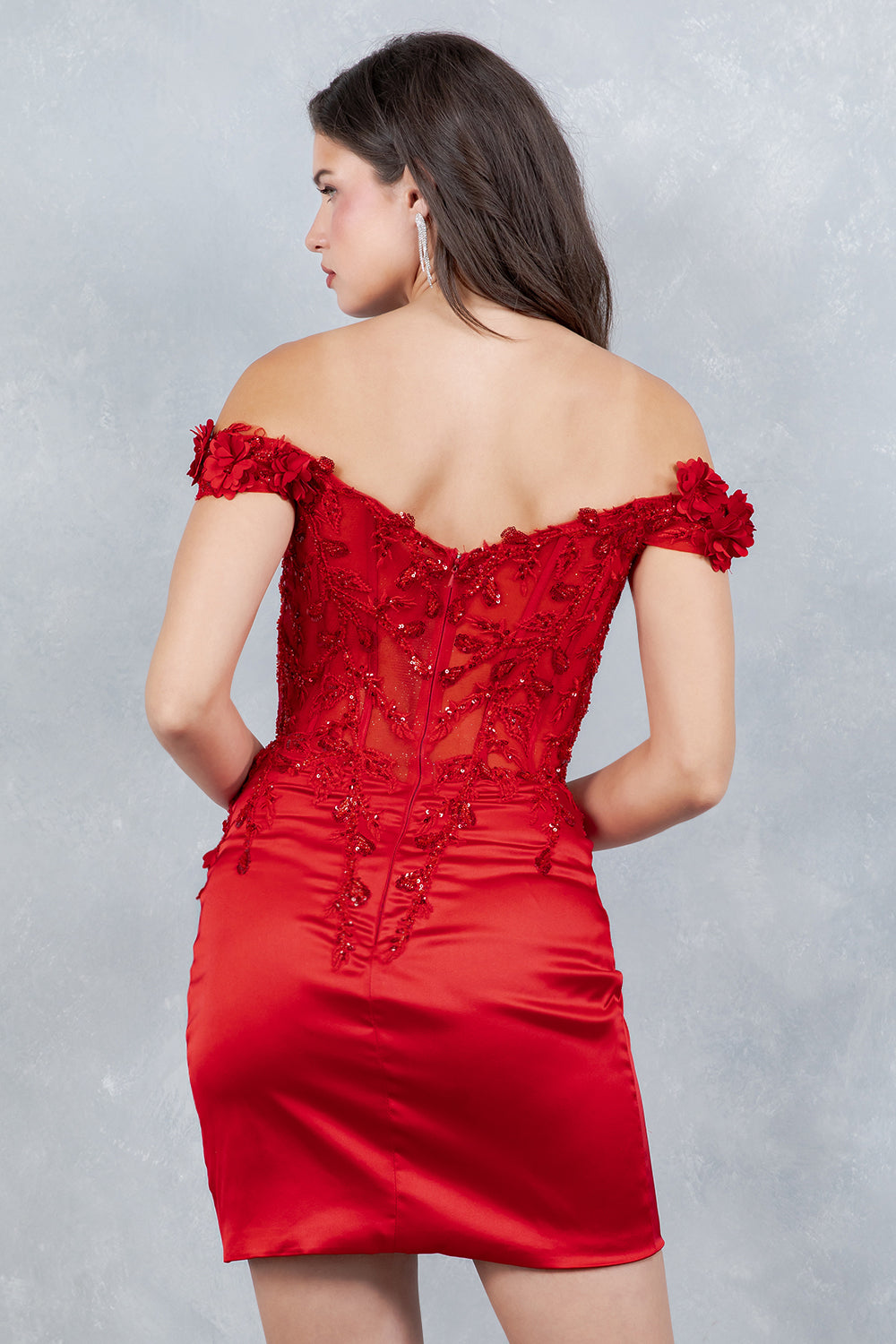 Lace Off Shoulder Short Party Dress by Cinderella Couture USA AS8181JS