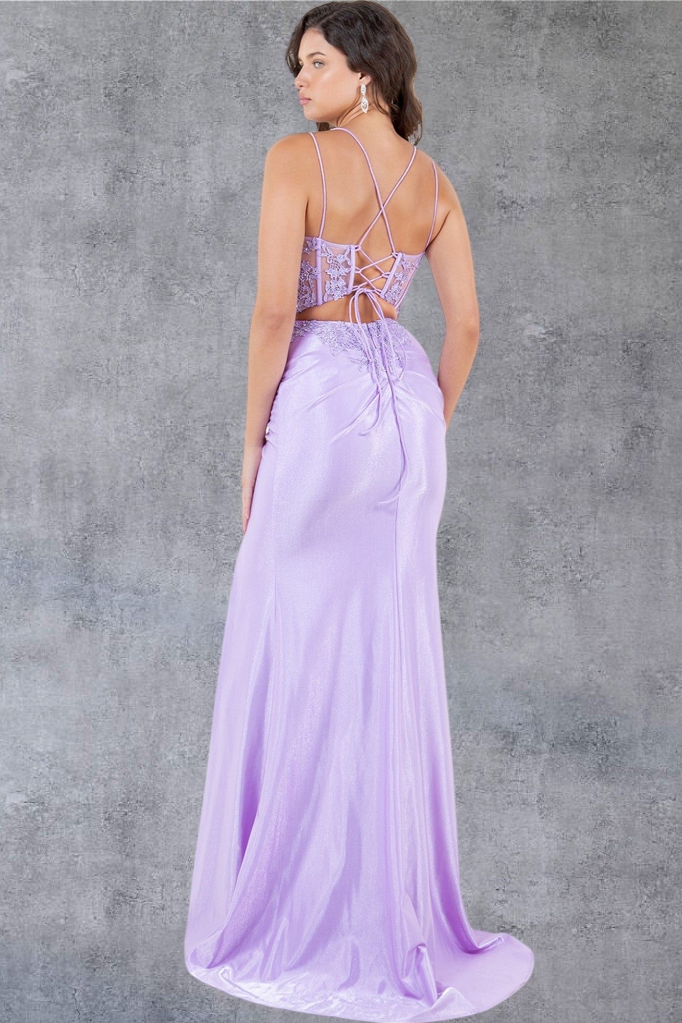 Sequin Scoop Neckline Leg Slit Party Dress by Cinderella Couture USA AS8185J