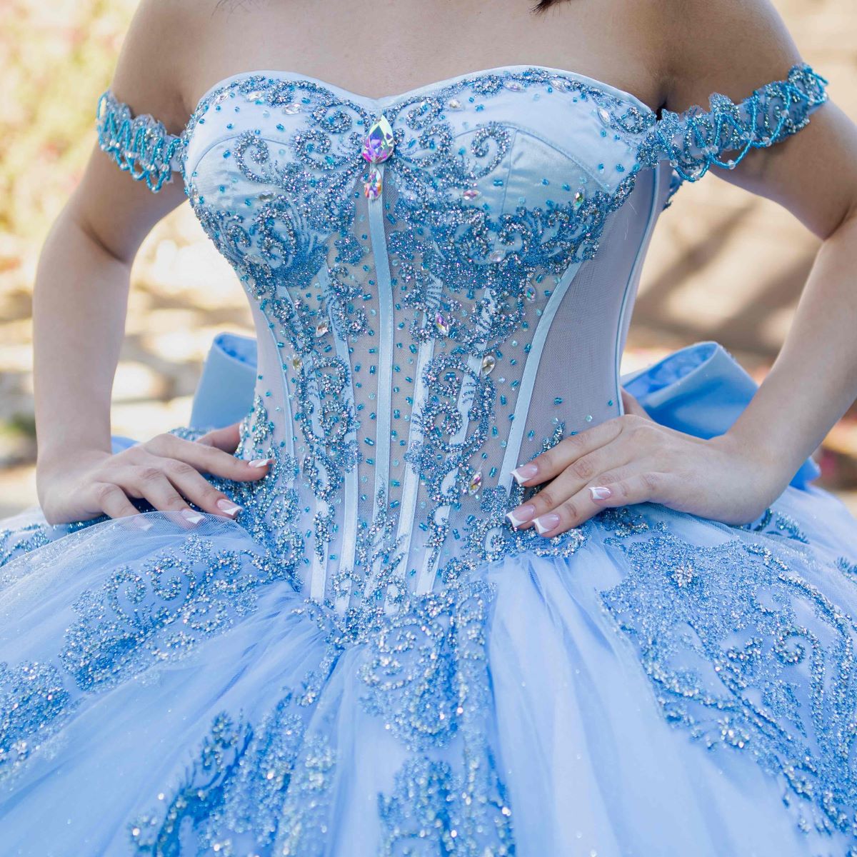 Off Shoulder Long Tail Quinceanera Dress by Cinderella Couture USA AS8190J