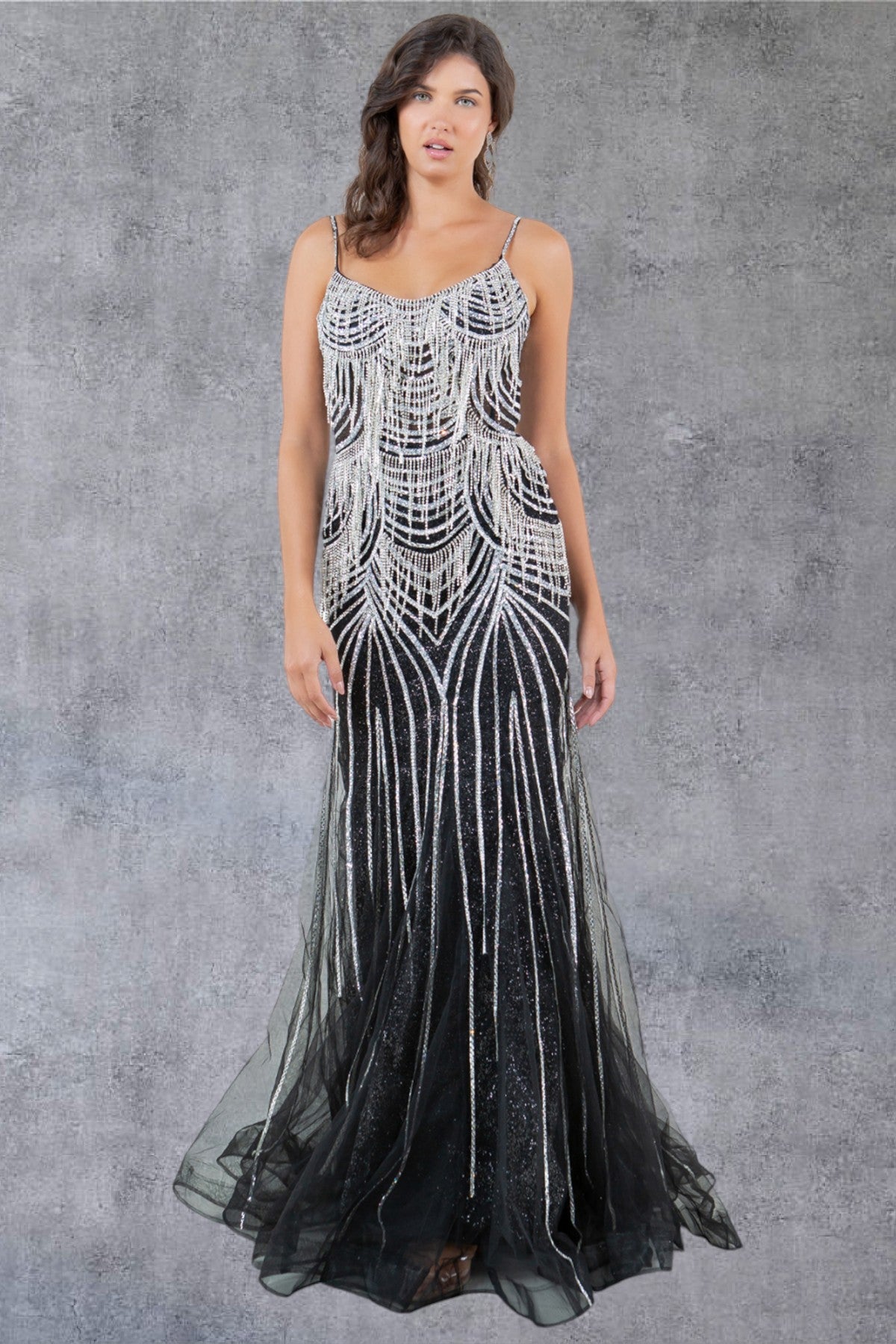 Stone Dangles Strap Sheath Party Dress by Cinderella Couture USA AS8192J