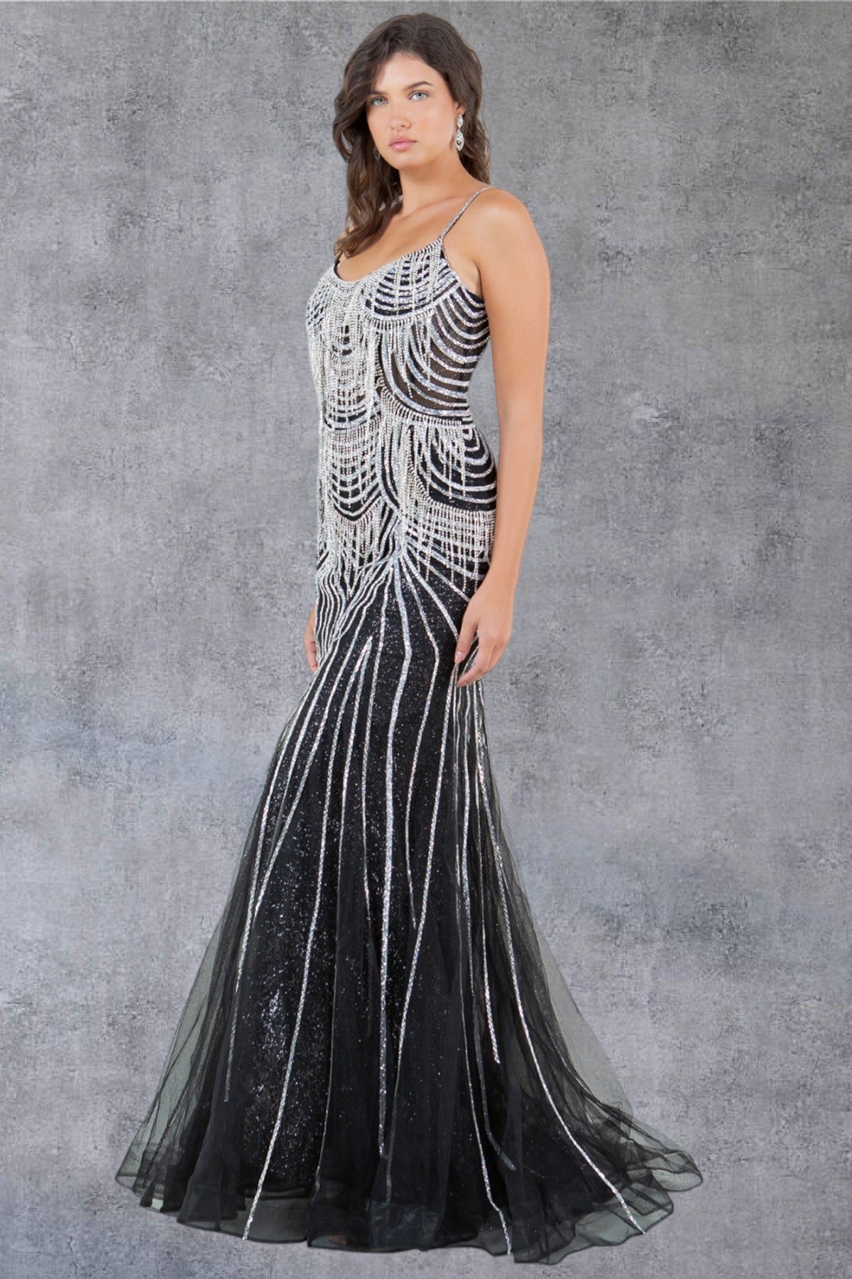 Stone Dangles Strap Sheath Party Dress by Cinderella Couture USA AS8192J