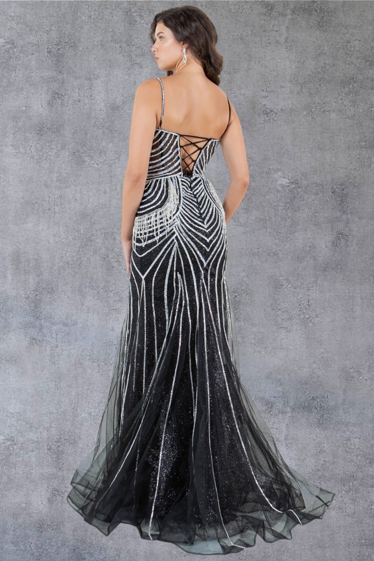 Stone Dangles Strap Sheath Party Dress by Cinderella Couture USA AS8192J