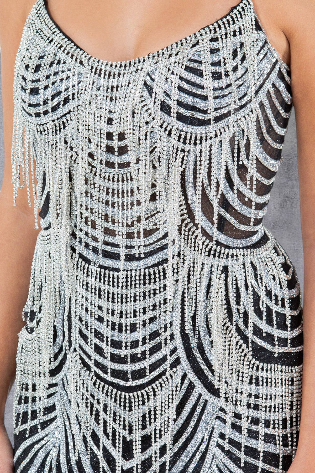 Stone Dangles Strap Sheath Party Dress by Cinderella Couture USA AS8192J
