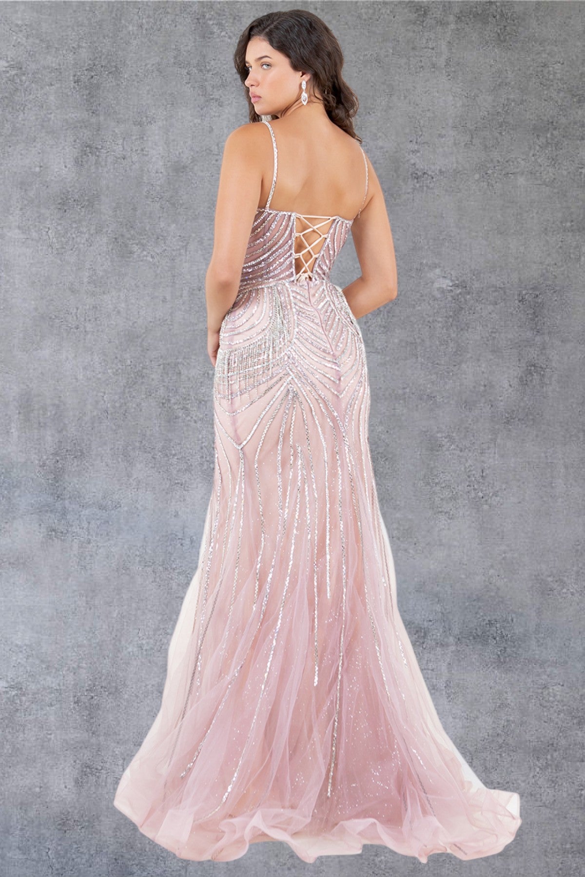 Stone Dangles Strap Sheath Party Dress by Cinderella Couture USA AS8192J