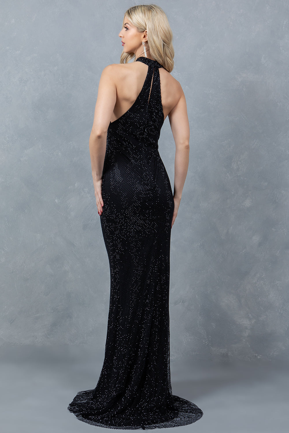 Beaded Halter Neckline Party Dress by Cinderella Couture USA AS8217J