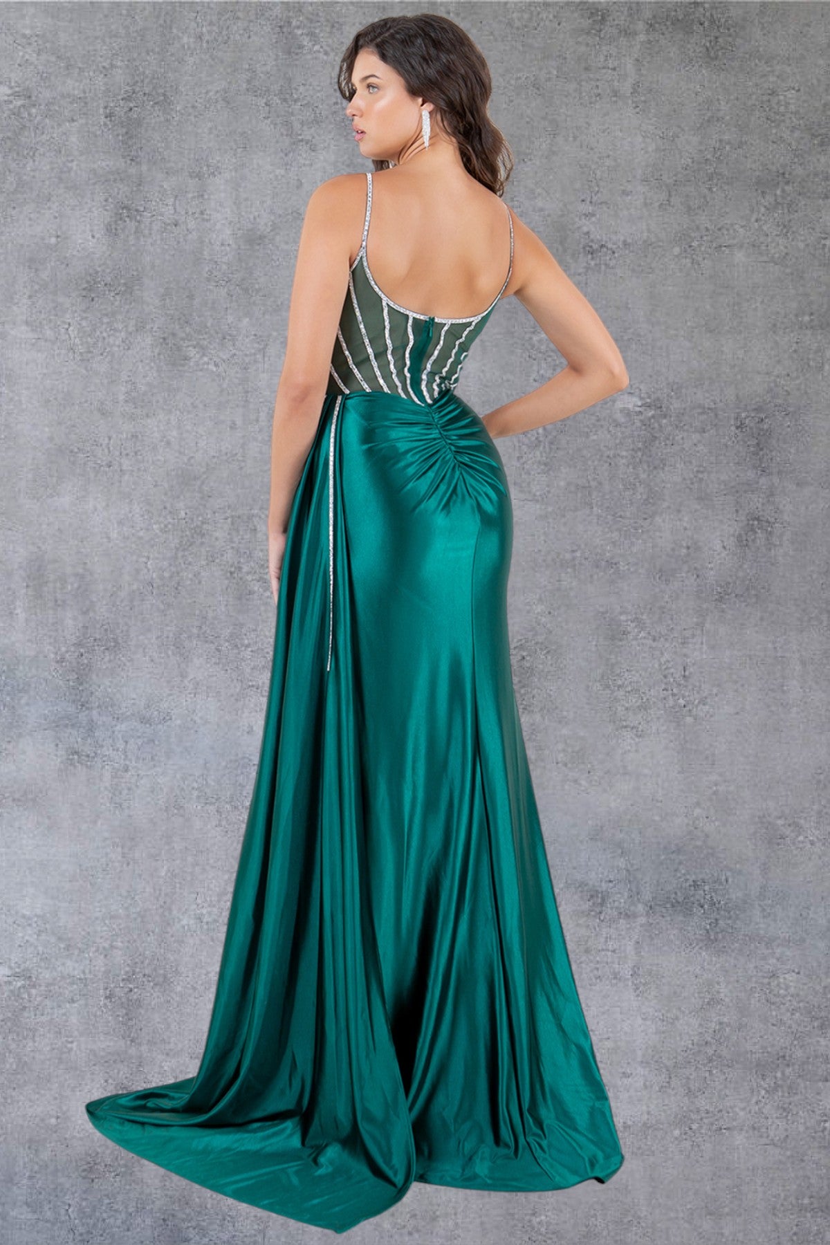 Beaded Illusion V-Neckline Sheath Party Dress by Cinderella Couture USA AS8219J