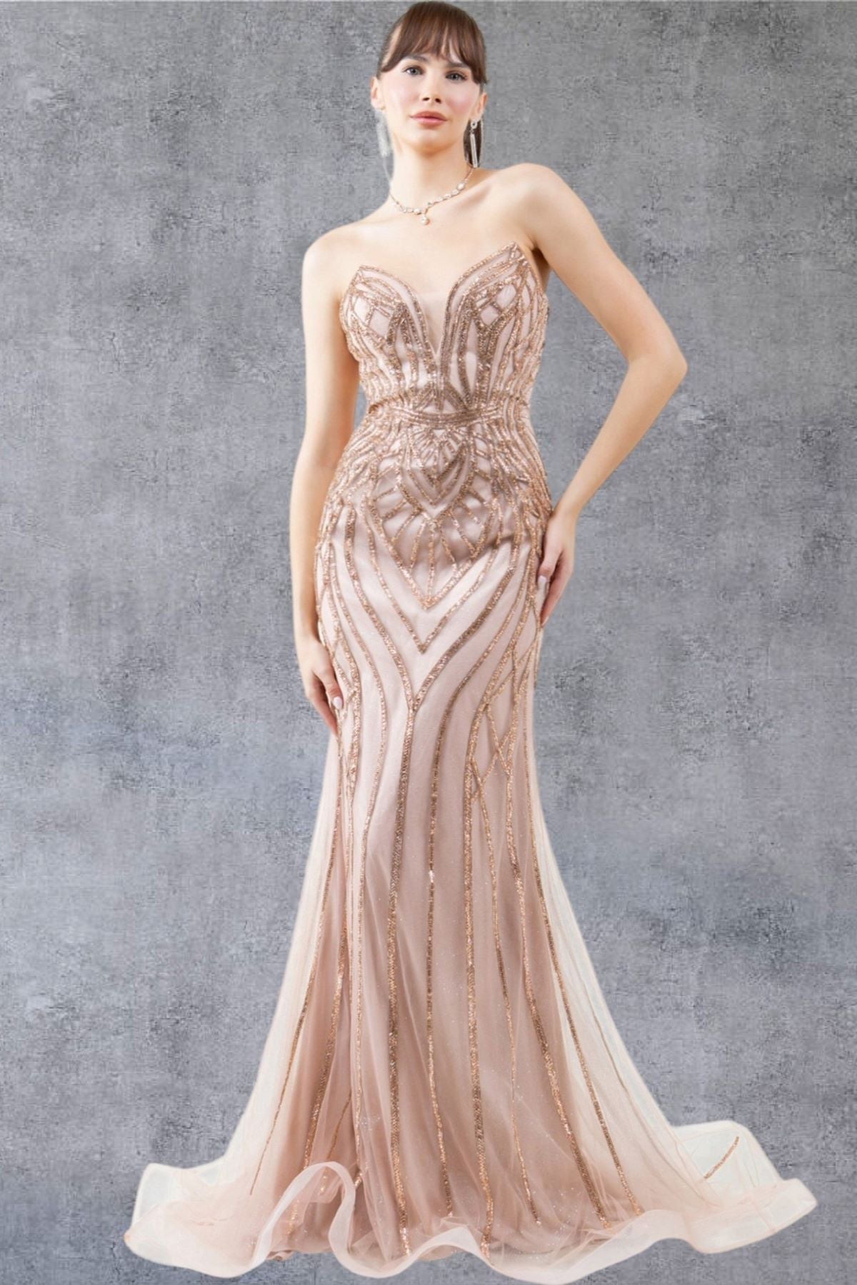 Strapless Sweetheart Neckline Party Dress by Cinderella Couture USA AS8221J