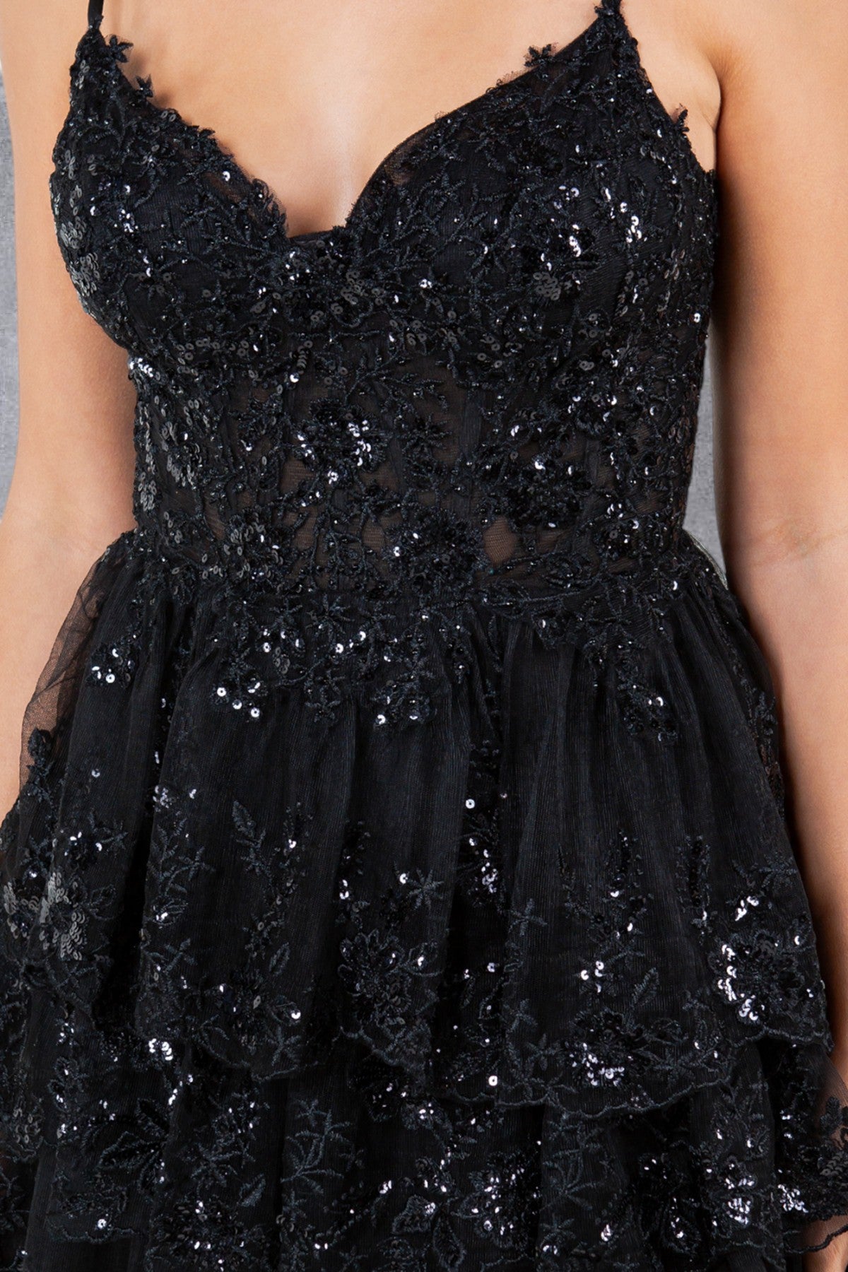 Sequin A-Line Leg Slit Party Dress by Cinderella Couture USA AS8248J