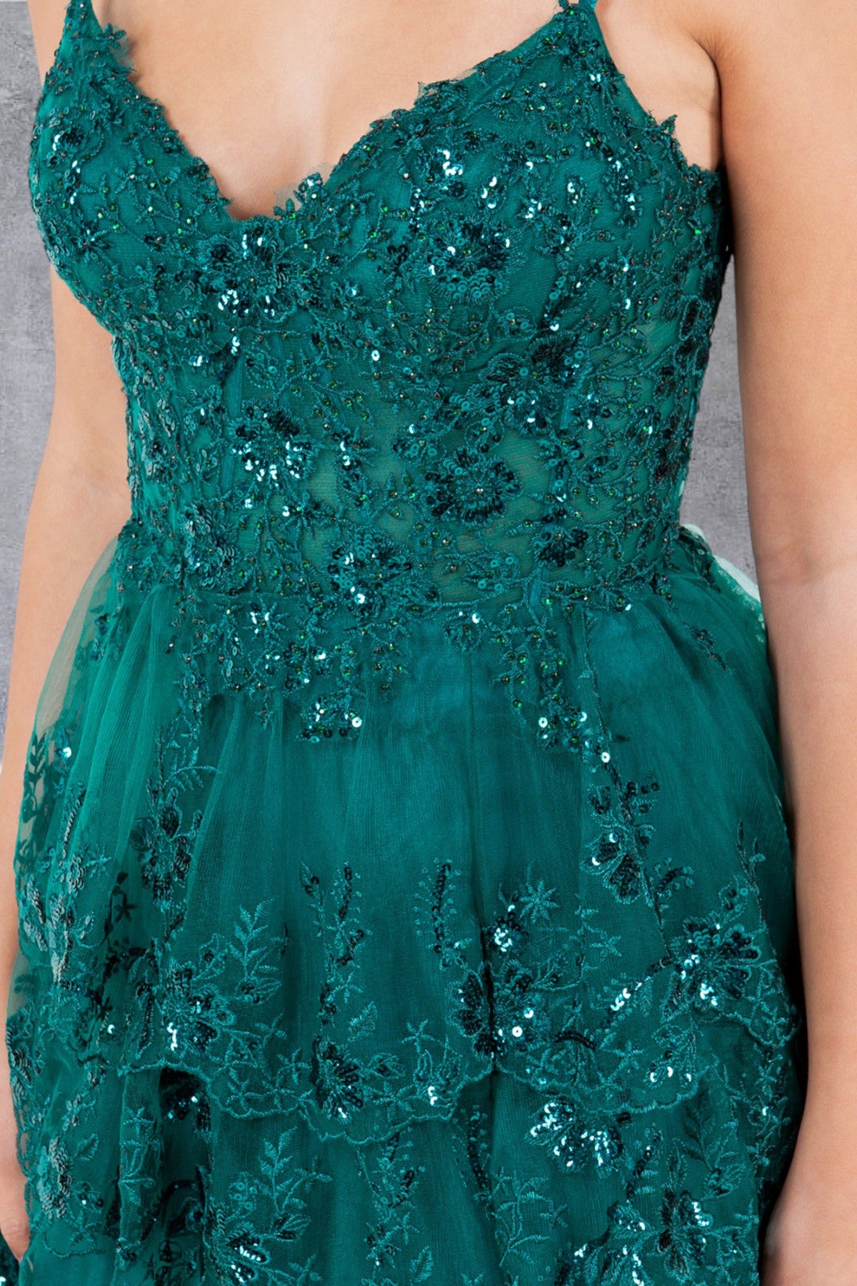 Sequin A-Line Leg Slit Party Dress by Cinderella Couture USA AS8248J