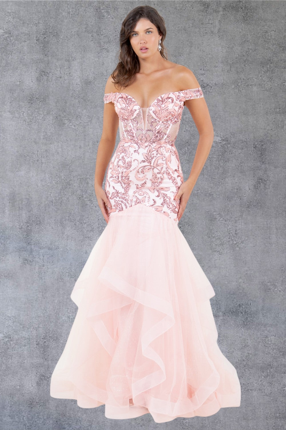 Off Shoulder Mermaid Party Dress by Cinderella Couture USA AS8274J