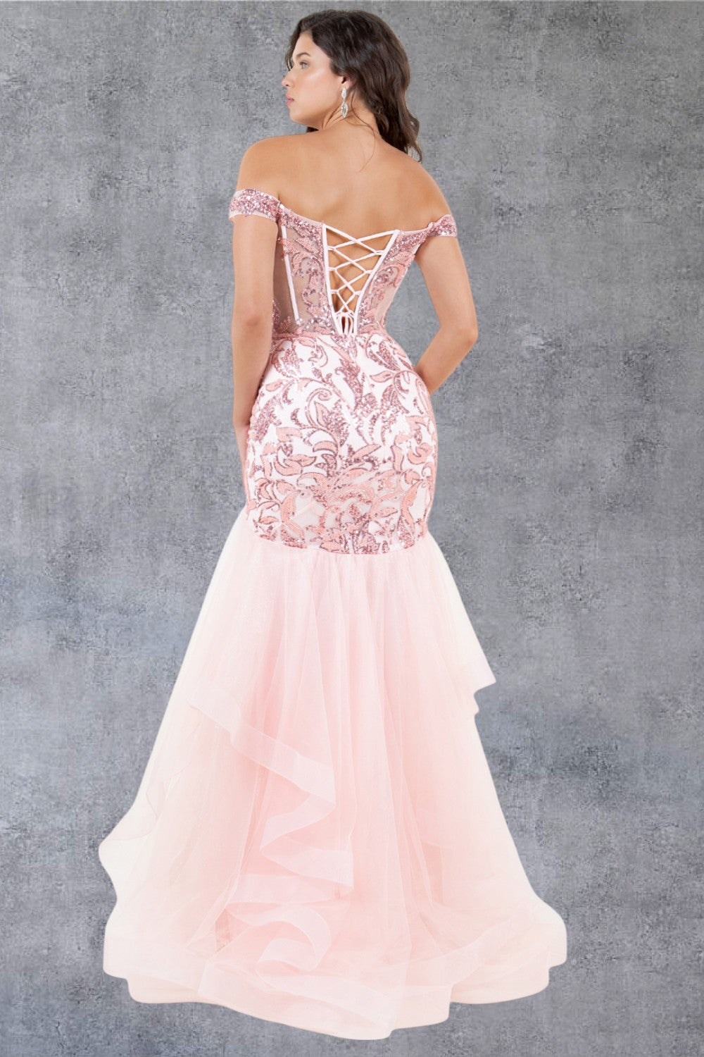 Off Shoulder Mermaid Party Dress by Cinderella Couture USA AS8274J