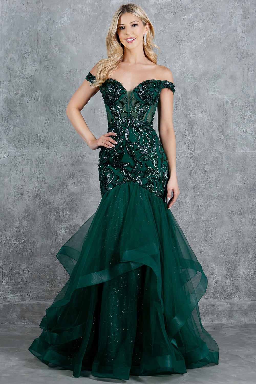 Off Shoulder Mermaid Party Dress by Cinderella Couture USA AS8274J