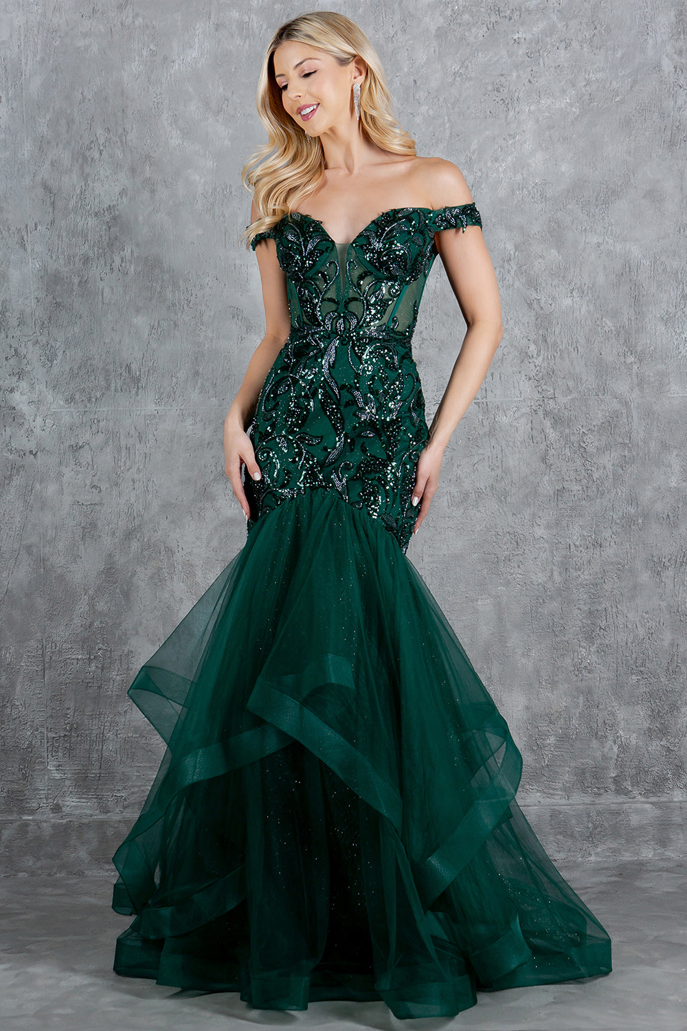 Off Shoulder Mermaid Party Dress by Cinderella Couture USA AS8274J