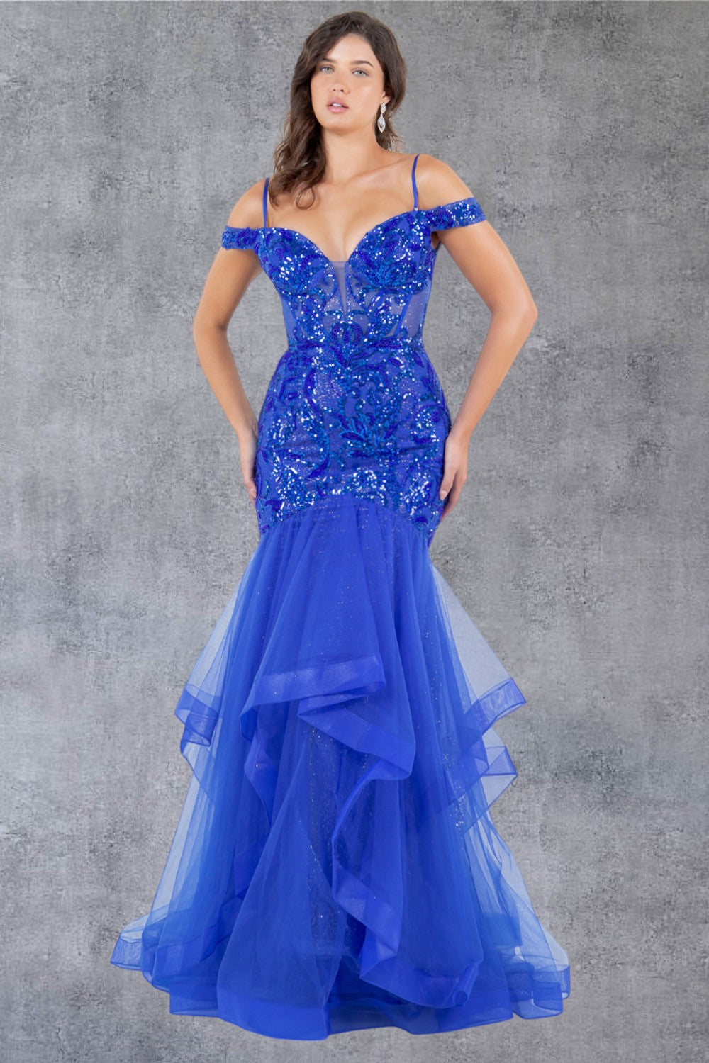 Off Shoulder Mermaid Party Dress by Cinderella Couture USA AS8274J