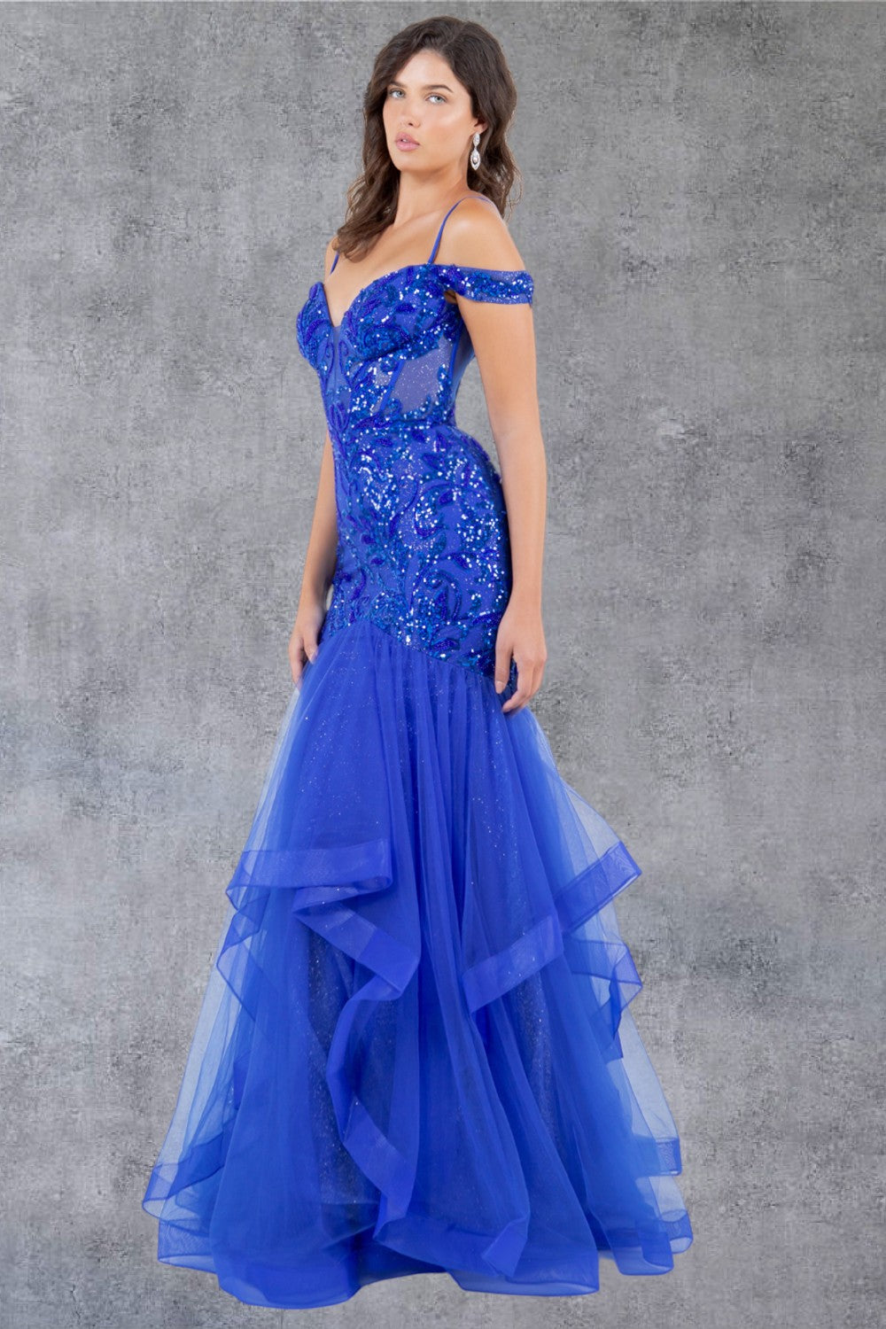 Off Shoulder Mermaid Party Dress by Cinderella Couture USA AS8274J