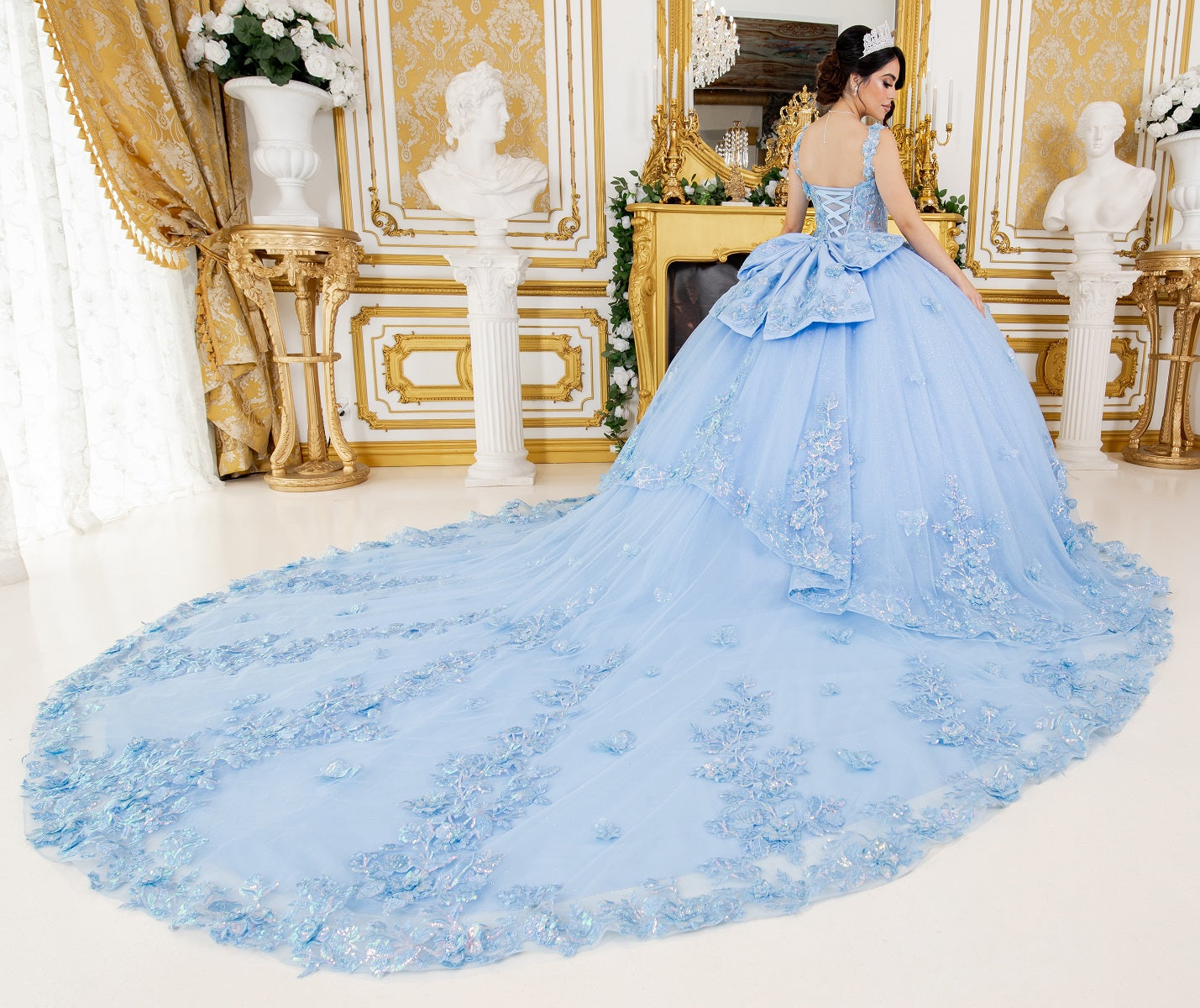 Two Tone with Tail Quinceanera Dress by Cinderella Couture USA AS8310J