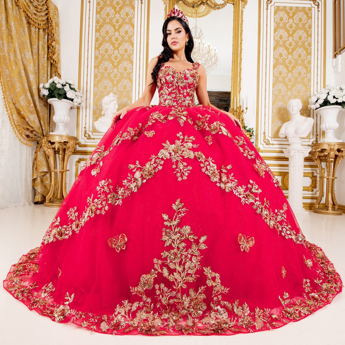 Two Tone with Tail Quinceanera Dress by Cinderella Couture USA AS8310J