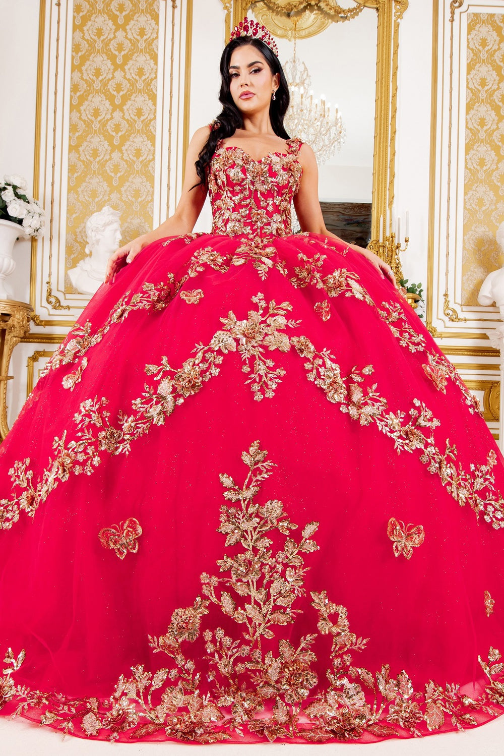 Two Tone with Tail Quinceanera Dress by Cinderella Couture USA AS8310J