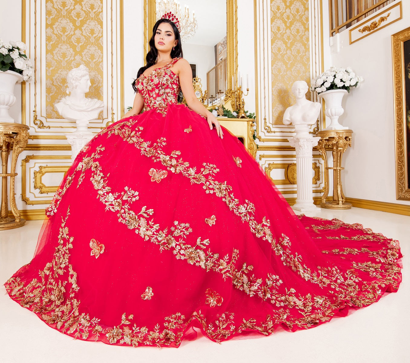 Two Tone with Tail Quinceanera Dress by Cinderella Couture USA AS8310J