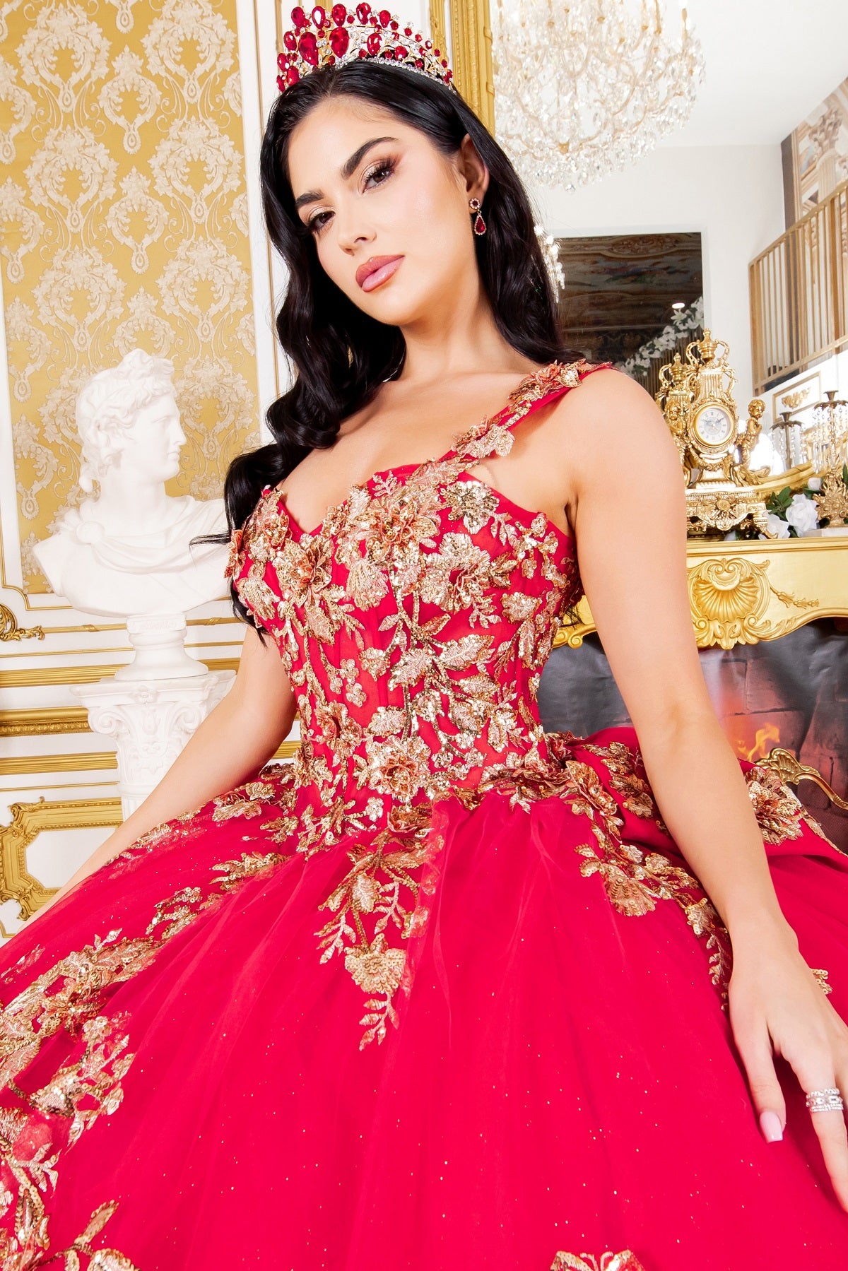 Two Tone with Tail Quinceanera Dress by Cinderella Couture USA AS8310J
