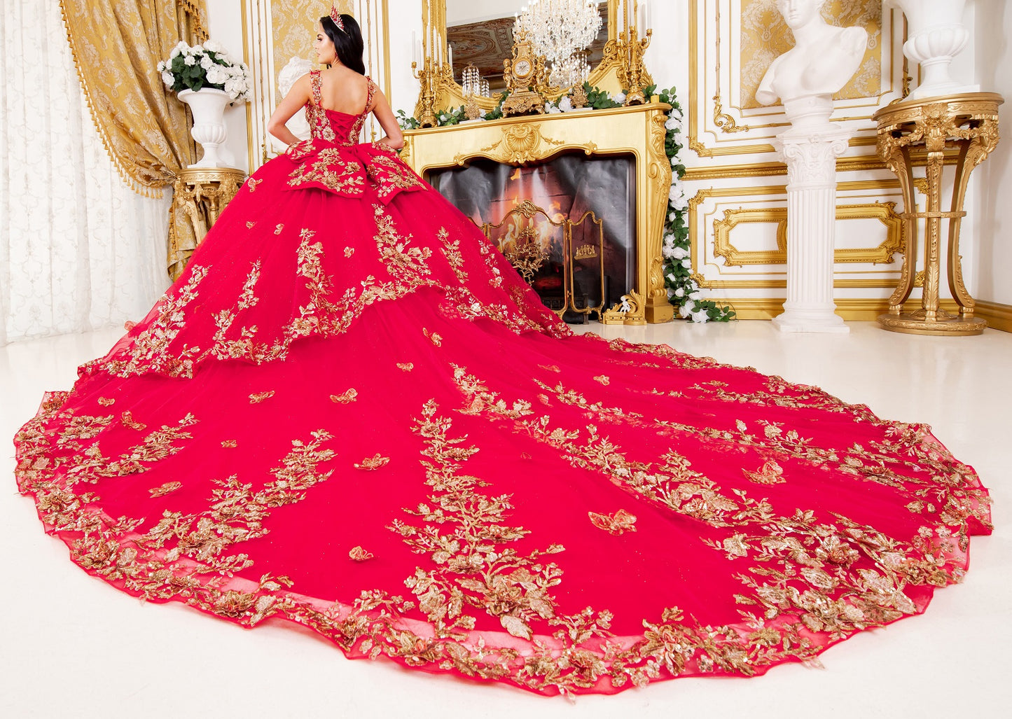 Two Tone with Tail Quinceanera Dress by Cinderella Couture USA AS8310J