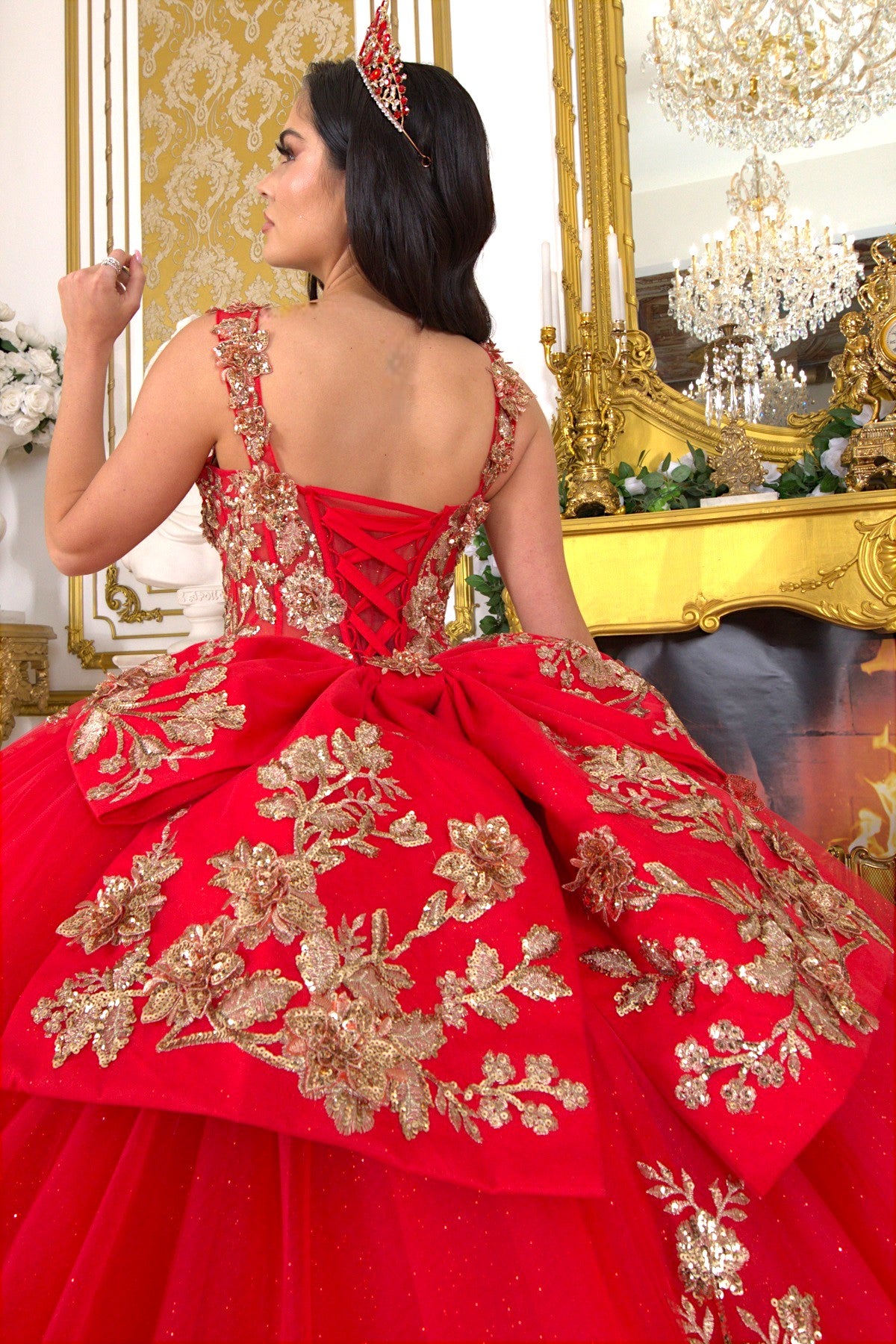Two Tone with Tail Quinceanera Dress by Cinderella Couture USA AS8310J