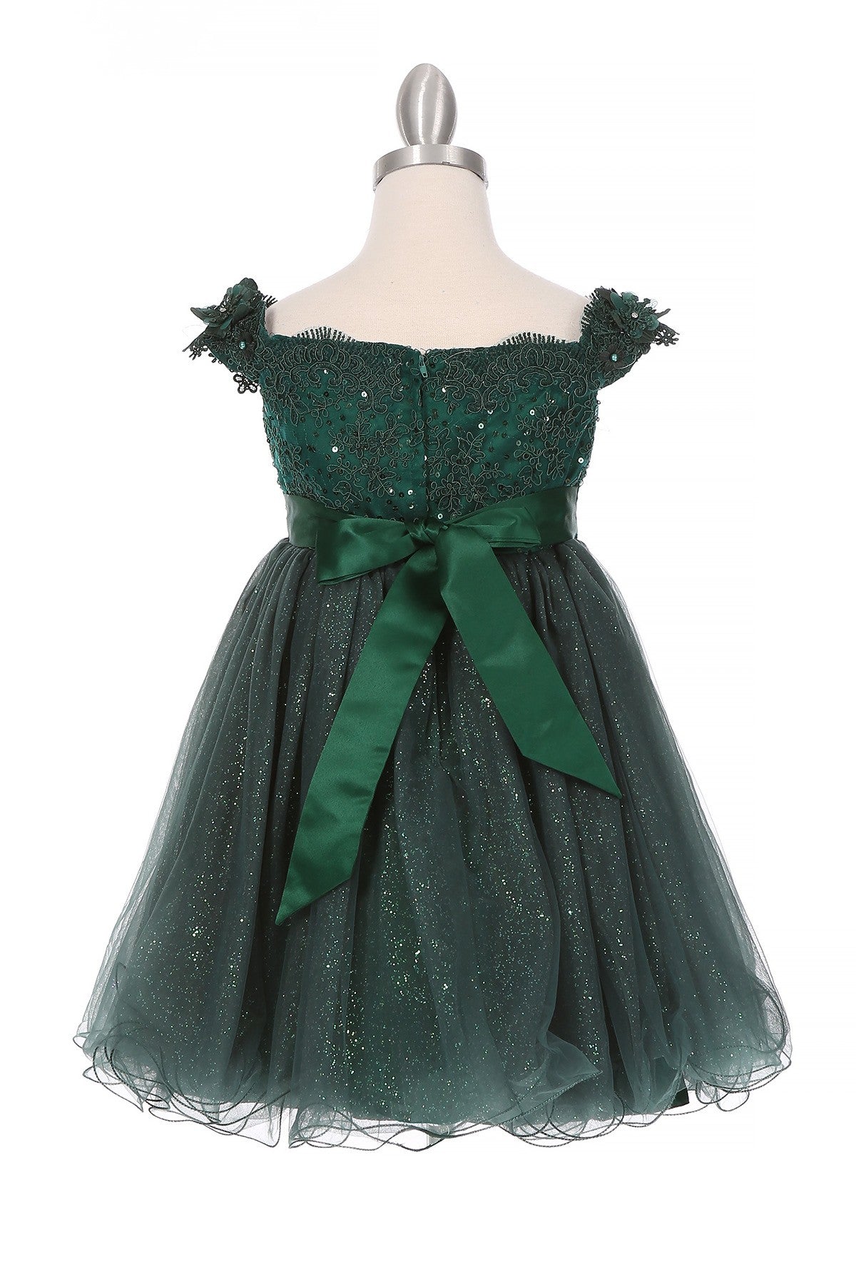 Off the Shoulder Floral Lace Tulle Baby Party Dress by Cinderella Couture USA AS9085B