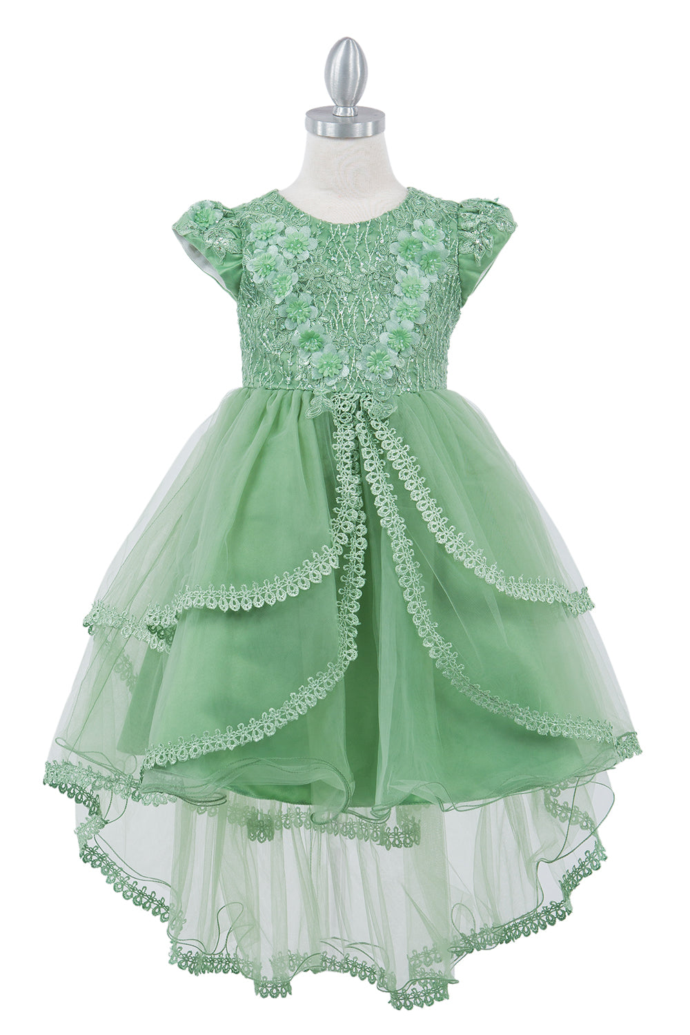 Sequin Cap Sleeve Flower Girl Dress by Cinderella Couture USA AS9123 10 / Sage Sequin Cap Sleeve Flower Girl Dress by Cinderella Couture USA AS9123 10 / Sage