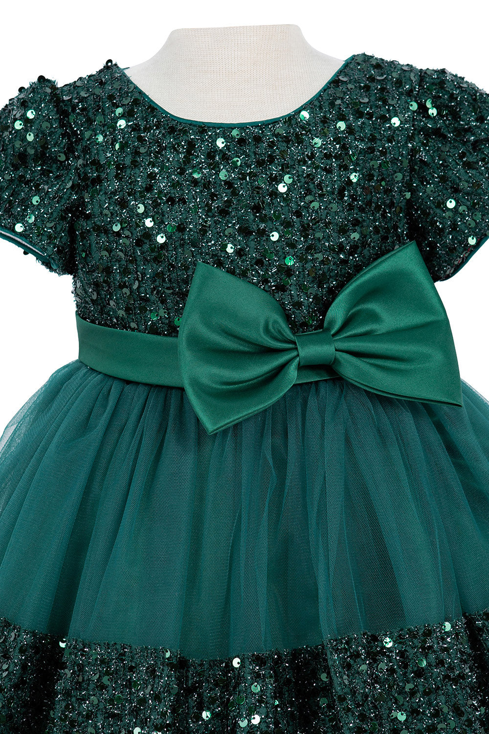 Sequin Stretch Velvet Ribbon Baby Dress by Cinderella Couture USA AS9137B