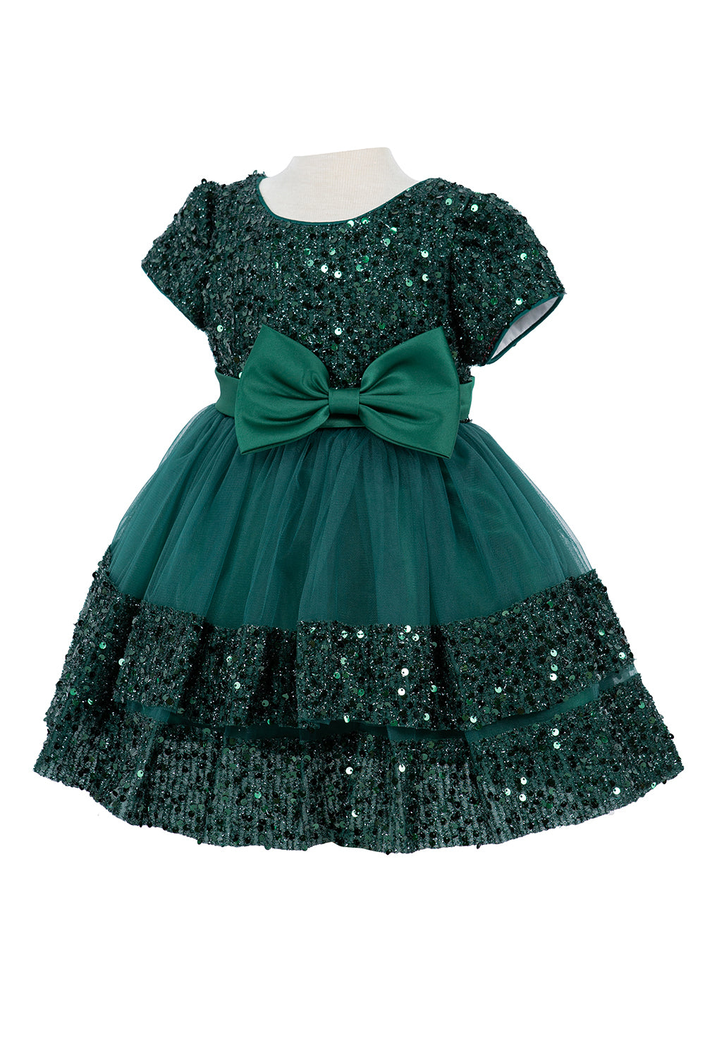Sequin Stretch Velvet Ribbon Baby Dress by Cinderella Couture USA AS9137B