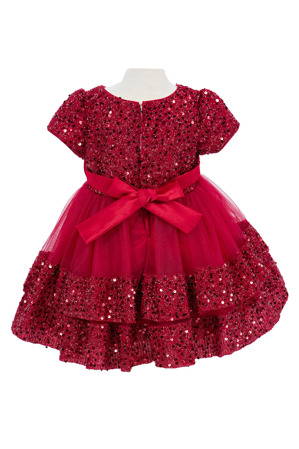 Sequin Stretch Velvet Ribbon Baby Dress by Cinderella Couture USA AS9137B