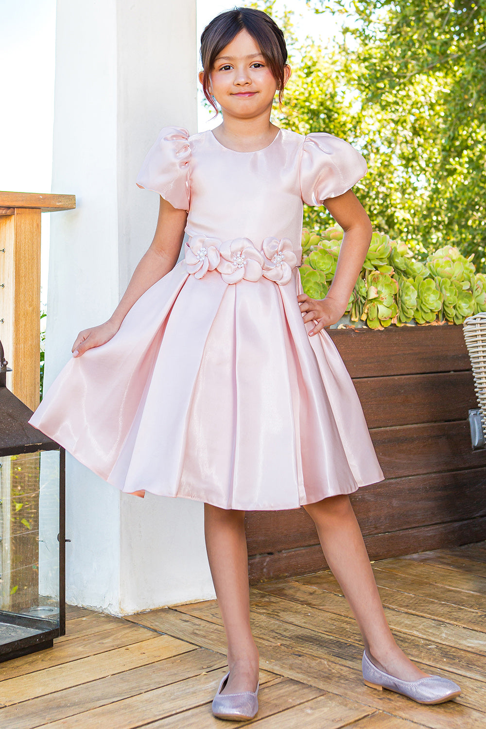 Beautiful Cap Puff Sleeve Flower Girl Dress by Cinderella Couture USA AS9143