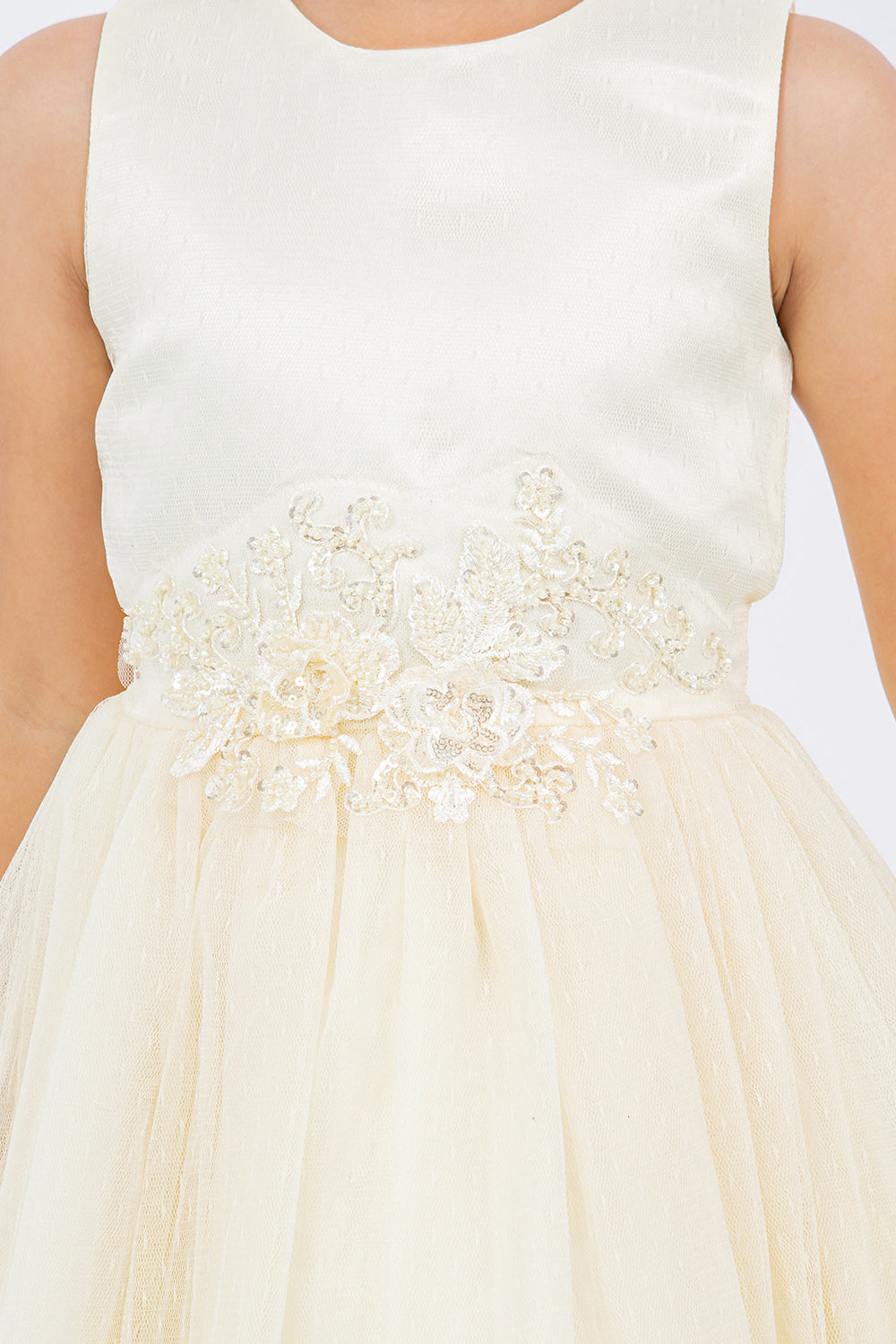 Elegant Sleeveless Satin Tulle Flower Girl Dress by Cinderella Couture USA AS9145