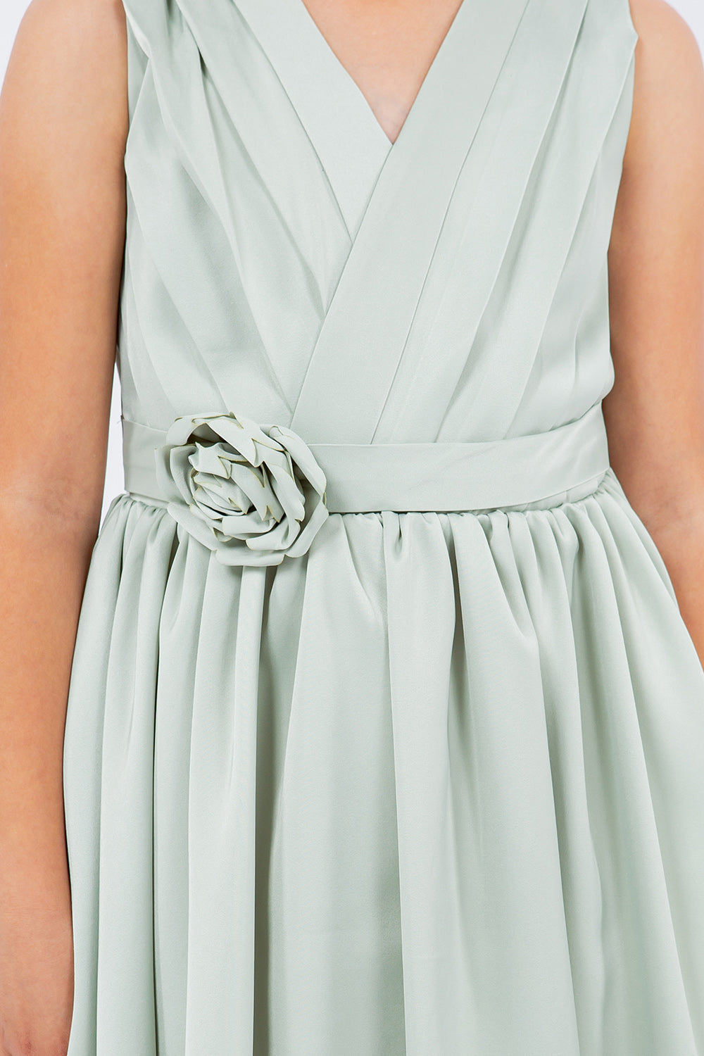 Applique V-Neck Plead Girl Party Dress by Cinderella Couture USA AS9160