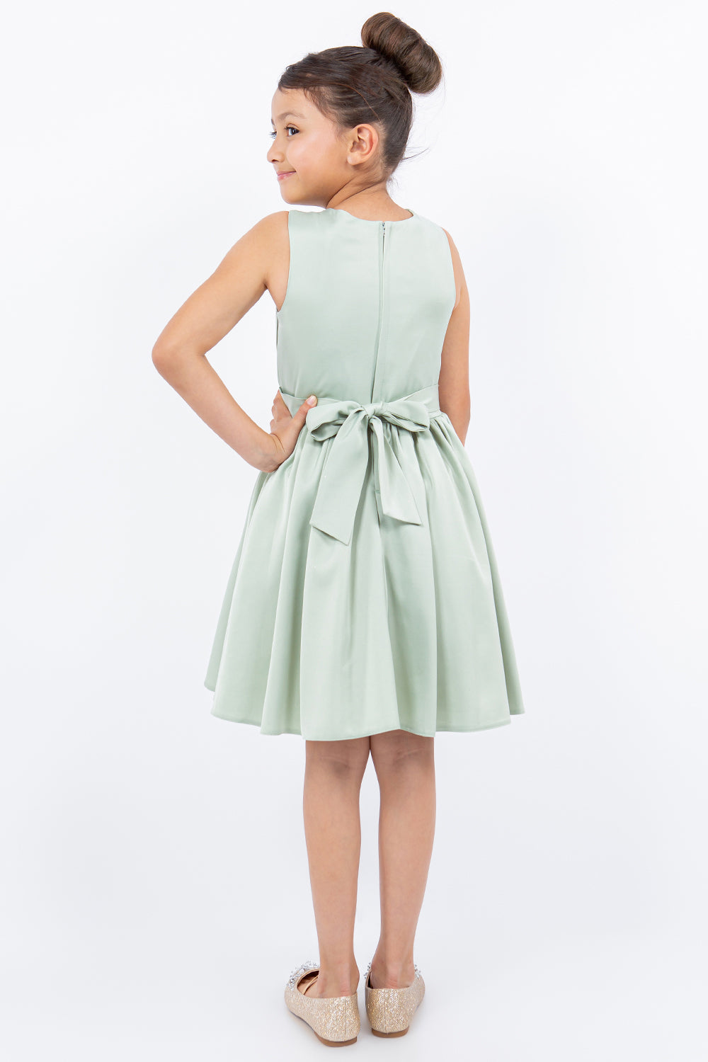 Applique V-Neck Plead Girl Party Dress by Cinderella Couture USA AS9160