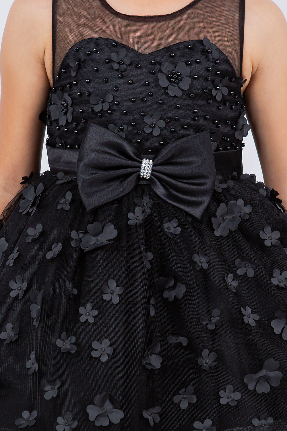 3D Flowers Elegant Illusion Girl Party Dress by Cinderella Couture USA AS9170