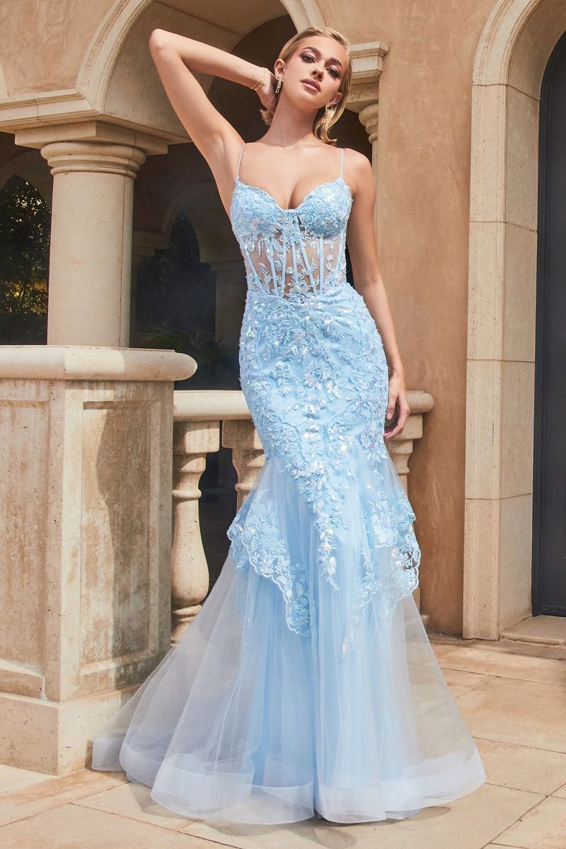 Lace & Tulle Mermaid Gown by Cinderella Divine 9316 - Special Occasion Lace & Tulle Mermaid Gown by Cinderella Divine 9316 - Special Occasion