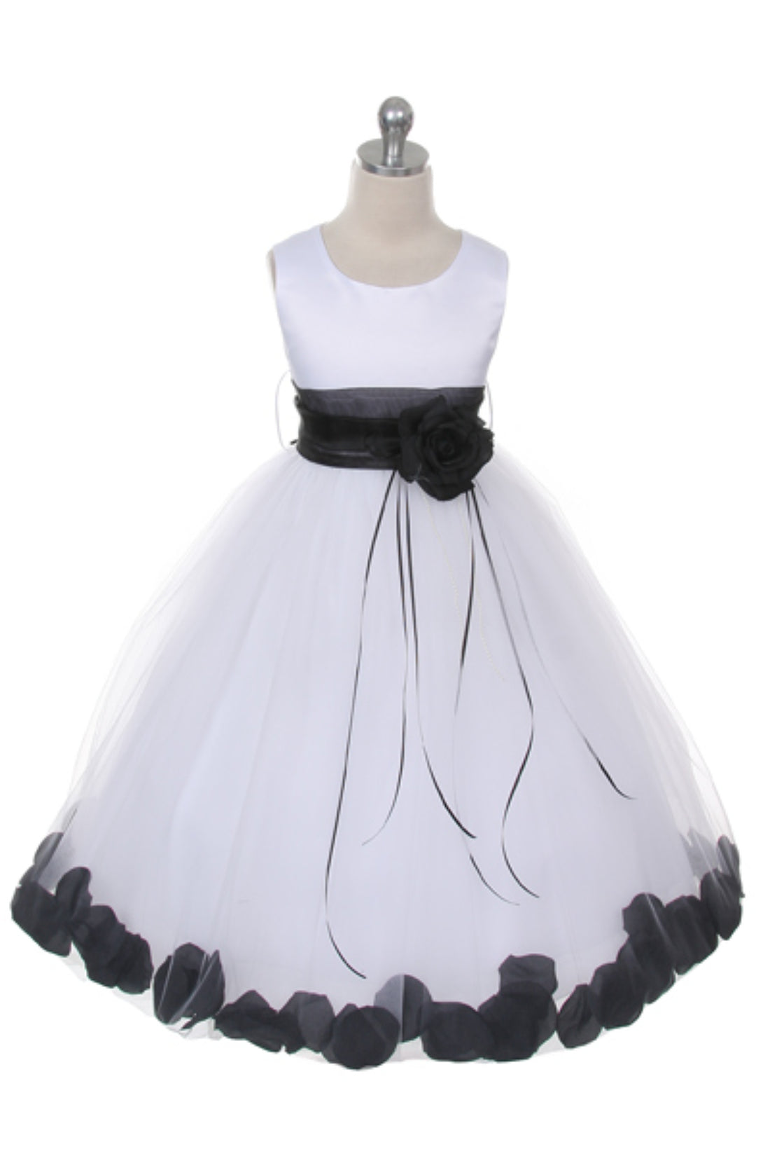 White Satin Flower Petal Flower Girl Dress by AS160B+ Kids Dream - Girl Formal Dresses