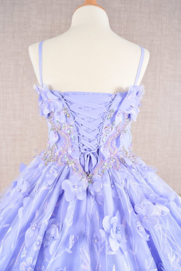 Glitter 3D Flower Spaghetti Strap Kids Dress by Elizabeth K - GK105
