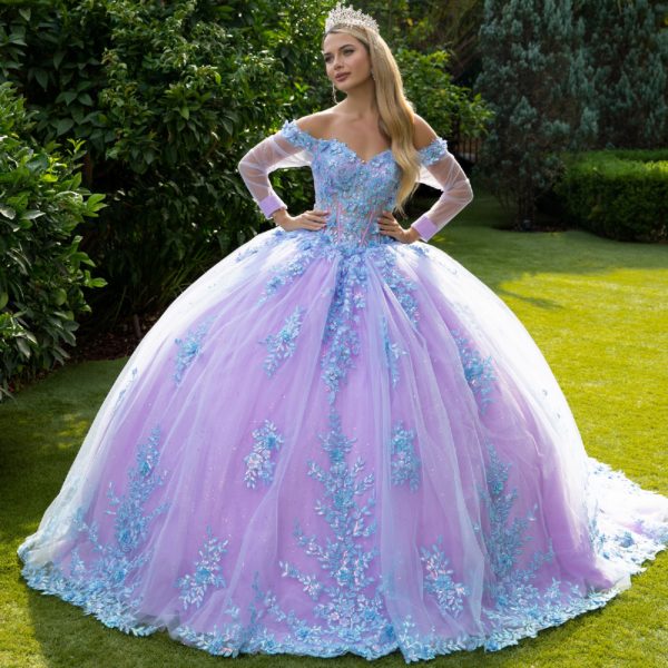 3D Floral Applique Sweetheart Neckline Quinceanera Dress by GLS by Gloria - GL3503