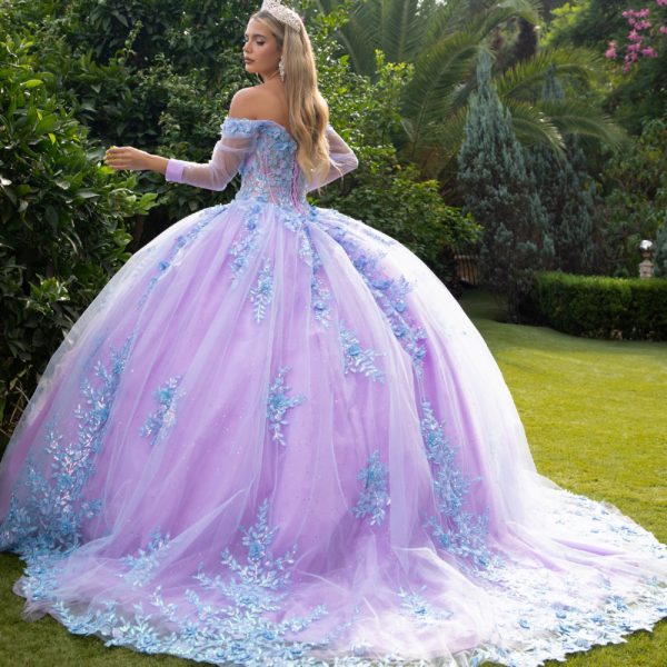 3D Floral Applique Sweetheart Neckline Quinceanera Dress by GLS by Gloria - GL3503