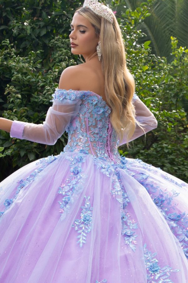 3D Floral Applique Sweetheart Neckline Quinceanera Dress by GLS by Gloria - GL3503