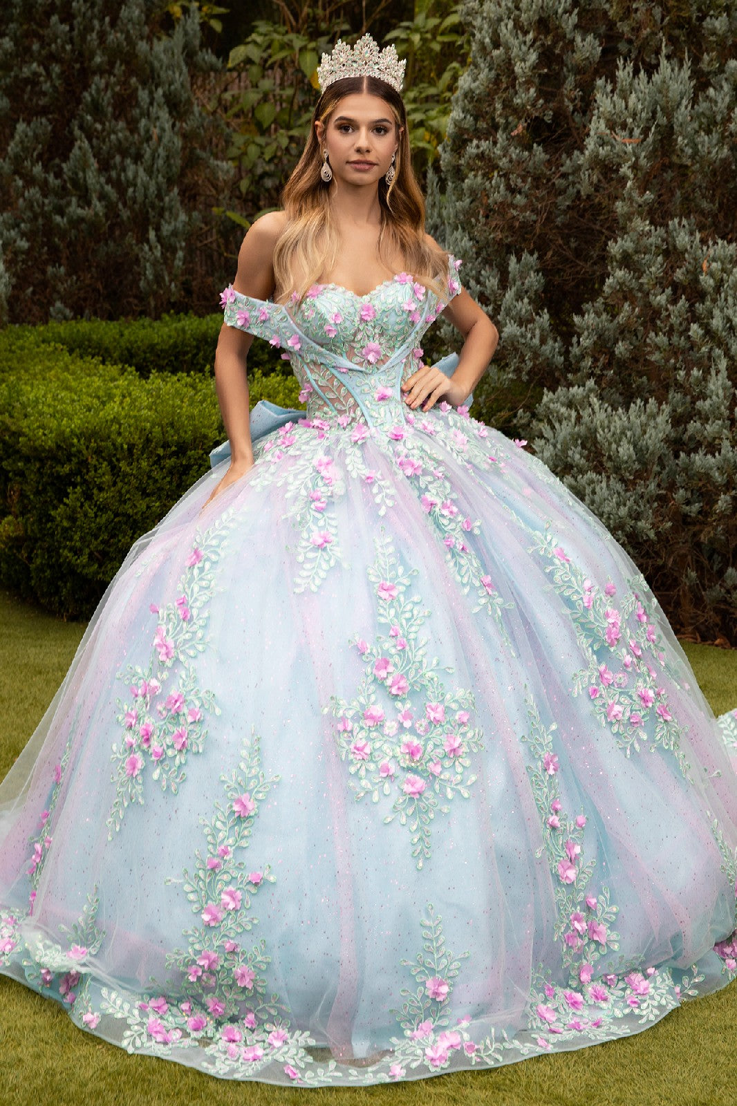 Applique Glitter Sweetheart Neckline Quinceanera Dress by GLS by Gloria - GL3523