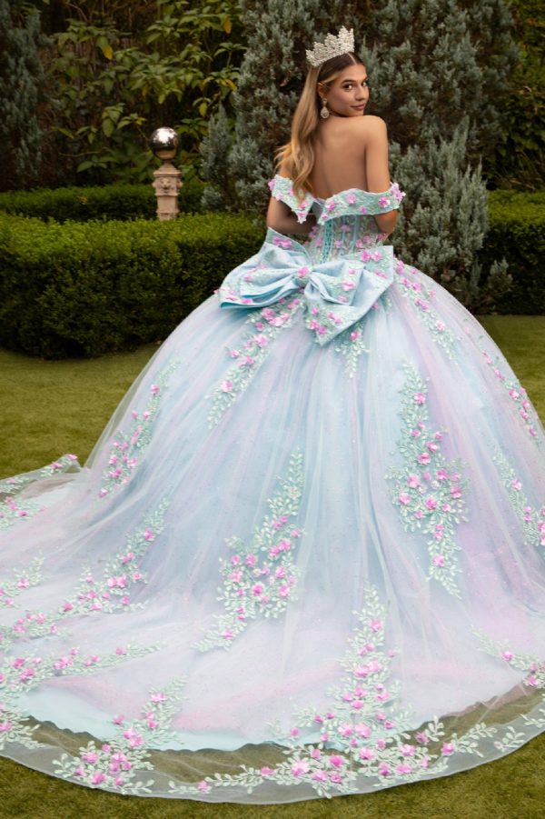 Applique Glitter Sweetheart Neckline Quinceanera Dress by GLS by Gloria - GL3523