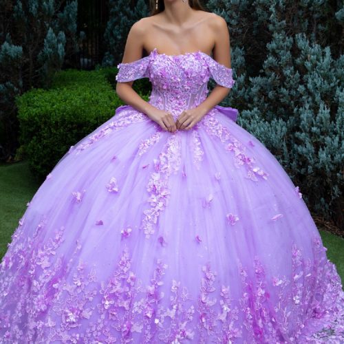 3D Butterfly Sweetheart Neckline Quinceanera Dress by GLS by Gloria - GL3541