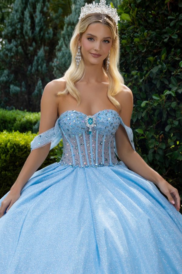 Embellished Glitter Off Shoulder Quinceanera Dress by GLS by Gloria - GL3527