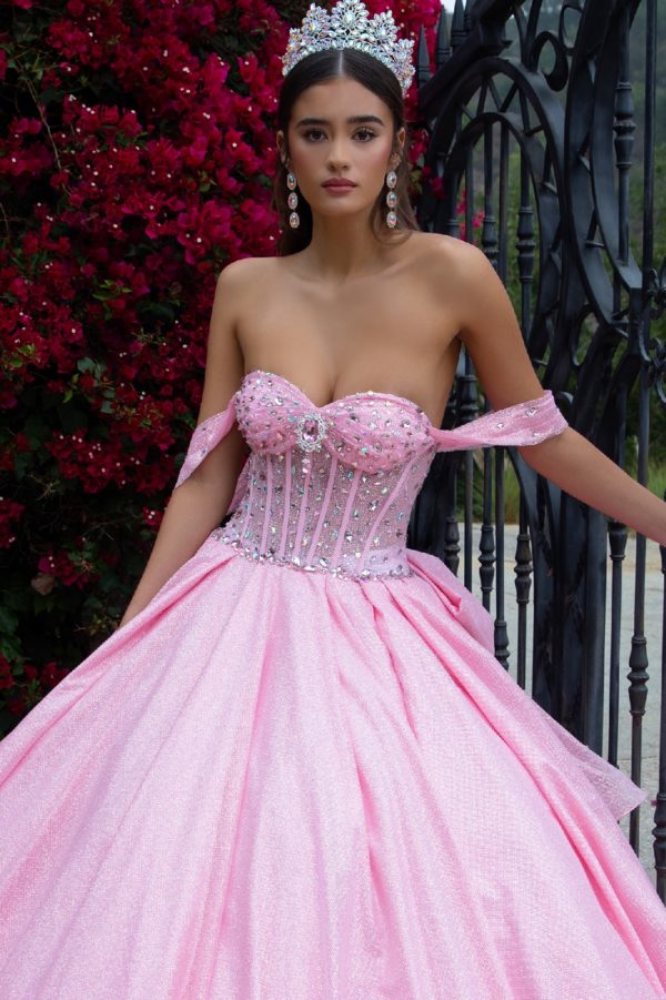 Embellished Glitter Off Shoulder Quinceanera Dress by GLS by Gloria - GL3527