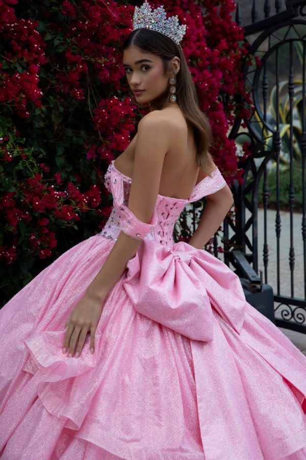 Embellished Glitter Off Shoulder Quinceanera Dress by GLS by Gloria - GL3527