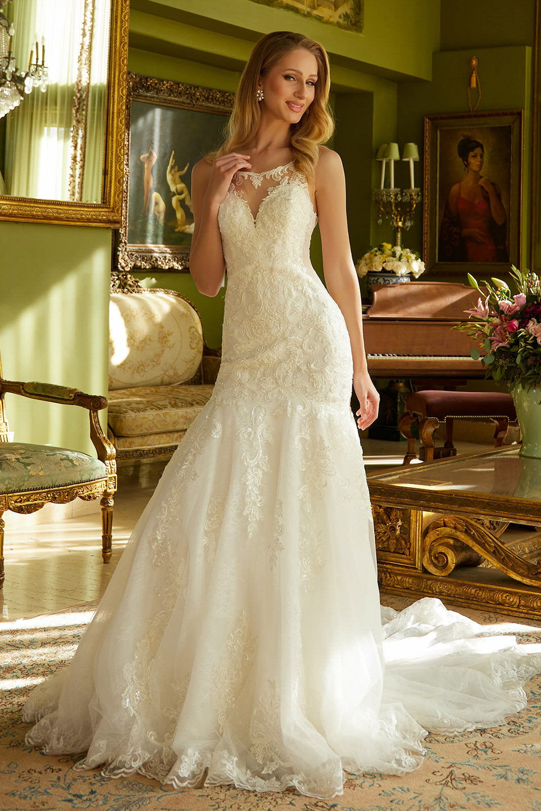 Illusion V-Neckline Mermaid Women Bridal Dress by GLS by Gloria - GL3536